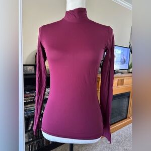 St John Maroon Turtle Neck Sweater Sheer Fabric Size 2